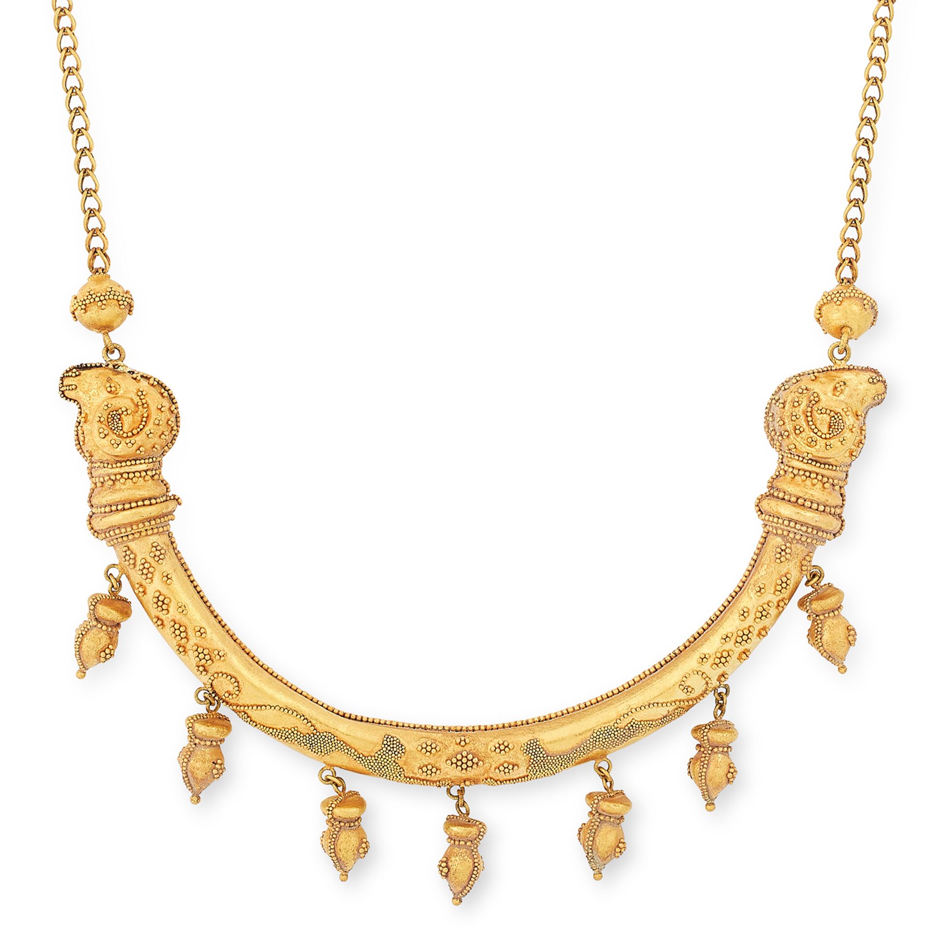 ANTIQUE FANCY LINK COLLAR NECKLACE, CIRCA 1880 formed of articulated gold links with beaded
