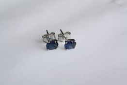 A PAIR OF SAPPHIRE STUD EARRINGS