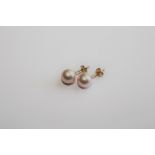 A PAIR OF CULTURED PEARL AND YELLOW GOLD EARRINGS