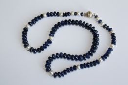 A SAPPHIRE AND CULTURED PEARL NECKLACE