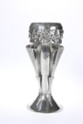 A LIBERTY & CO TUDRIC PEWTER VASE, DESIGNED BY OLIVE BAKER, CIRCA 1902