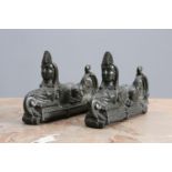 A PAIR OF 19th CENTURY PATINATED BRONZE MODELS OF