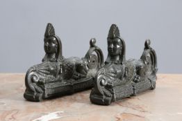 A PAIR OF 19th CENTURY PATINATED BRONZE MODELS OF