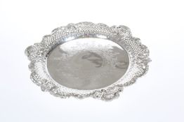 A LATE VICTORIAN ELECTRO-PLATED SILVER SALVER