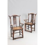 A PAIR OF CHINESE 19TH CENTURY ELBOW CHAIRS