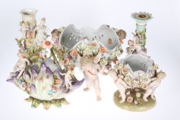 A GROUP OF DRESDEN FLORAL-ENCRUSTED PORCELAIN,