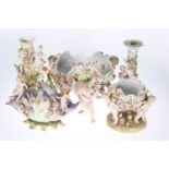 A GROUP OF DRESDEN FLORAL-ENCRUSTED PORCELAIN,