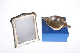 A SCOTTISH SIVER QUAICH AND A SILVER PHOTOGRAPH FRAME