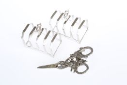 A PAIR OF EDWARD VIII SILVER FOUR DIVISION TOAST RACKS, VINER, SHEFFIELD 1936