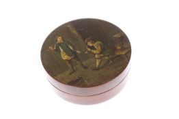A FINELY PAINTED ROSEWOOD SNUFF BOX, EARLY 19TH CENTURY