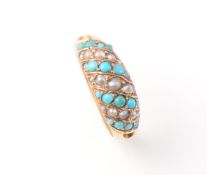 A MID VICTORIAN SEED PEARL AND TURQUOISE RING