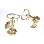 A PAIR OF LATE 19TH CENTURY BRASS CANDLE GIMBLES
