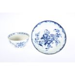 A LOWESTOFT MANSFIELD PATTERN SAUCER AND A LOWESTOFT ROOT PATTERN TEA BOWL