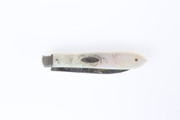 A VICTORIAN SILVER AND MOTHER-OF-PEARL FRUIT KNIFE