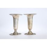 A PAIR OF GEORGE V SILVER VASES