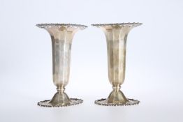 A PAIR OF GEORGE V SILVER VASES