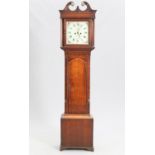 AN EARLY 19TH CENTURY OAK EIGHT-DAY LONGCASE CLOCK