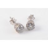 A PAIR OF DIAMOND EAR STUDS