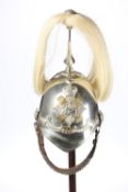 AN 1871 PATTERN YEOMANRY CAVALRY OFFICER'S WHITE METAL HELMET, THE FIFE LIGHT HORSE, c. 1900,