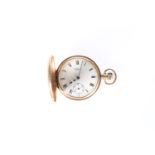 A WALTHAM 9ct GOLD HALF HUNTER POCKET WATCH