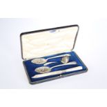 AN EDWARDIAN CASED SILVER BERRY AND DESSERT SERVICE