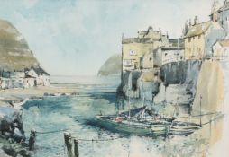 NORMAN ROBERTSHAW, BOATS IN STAITHES HARBOUR