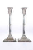 A PAIR OF VICTORIAN SILVER CLUSTER COLUMN CANDLEST