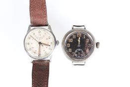 A VINTAGE LONGINES MILITARY TYPE STAINLESS STEEL W