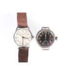 A VINTAGE LONGINES MILITARY TYPE STAINLESS STEEL W