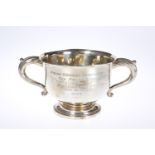 A LARGE GEORGE V SILVER TWIN-HANDLED BOWL, COOPER BROTHERS & SONS, SHEFFIELD 1922