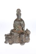 A CHINESE BRONZE OF GUANYIN