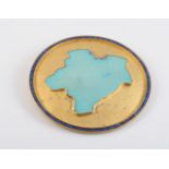 AN 18CT YELLOW GOLD, TURQUOISE AND DIAMOND BROOCH BY ATELIER ZOBEL