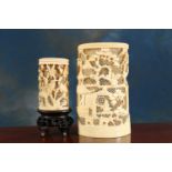 TWO 19TH CENTURY CANTONESE IVORY VASES