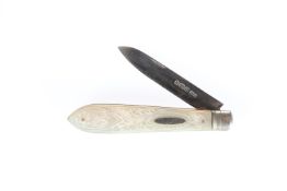 AN EDWARDIAN SILVER AND MOTHER-OF-PEARL FRUIT KNIFE