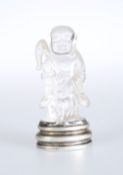 A SWEDISH SILVER-MOUNTED ROCK CRYSTAL FIGURAL DESK