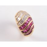 AN 18CT YELLOW GOLD, RUBY AND DIAMOND RING BY ASPREY