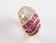AN 18CT YELLOW GOLD, RUBY AND DIAMOND RING BY ASPREY