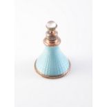 A CONTINENTAL GOLD COLOURED, ENAMEL AND GEM SET SCENT BOTTLE