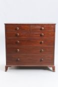 A MID 19TH CENTURY MAHOGANY CHEST OF DRAWERS