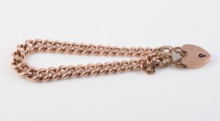 A VICTORIAN 9CT ROSE GOLD HEART PADLOCK BRACELET