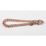 A VICTORIAN 9CT ROSE GOLD HEART PADLOCK BRACELET