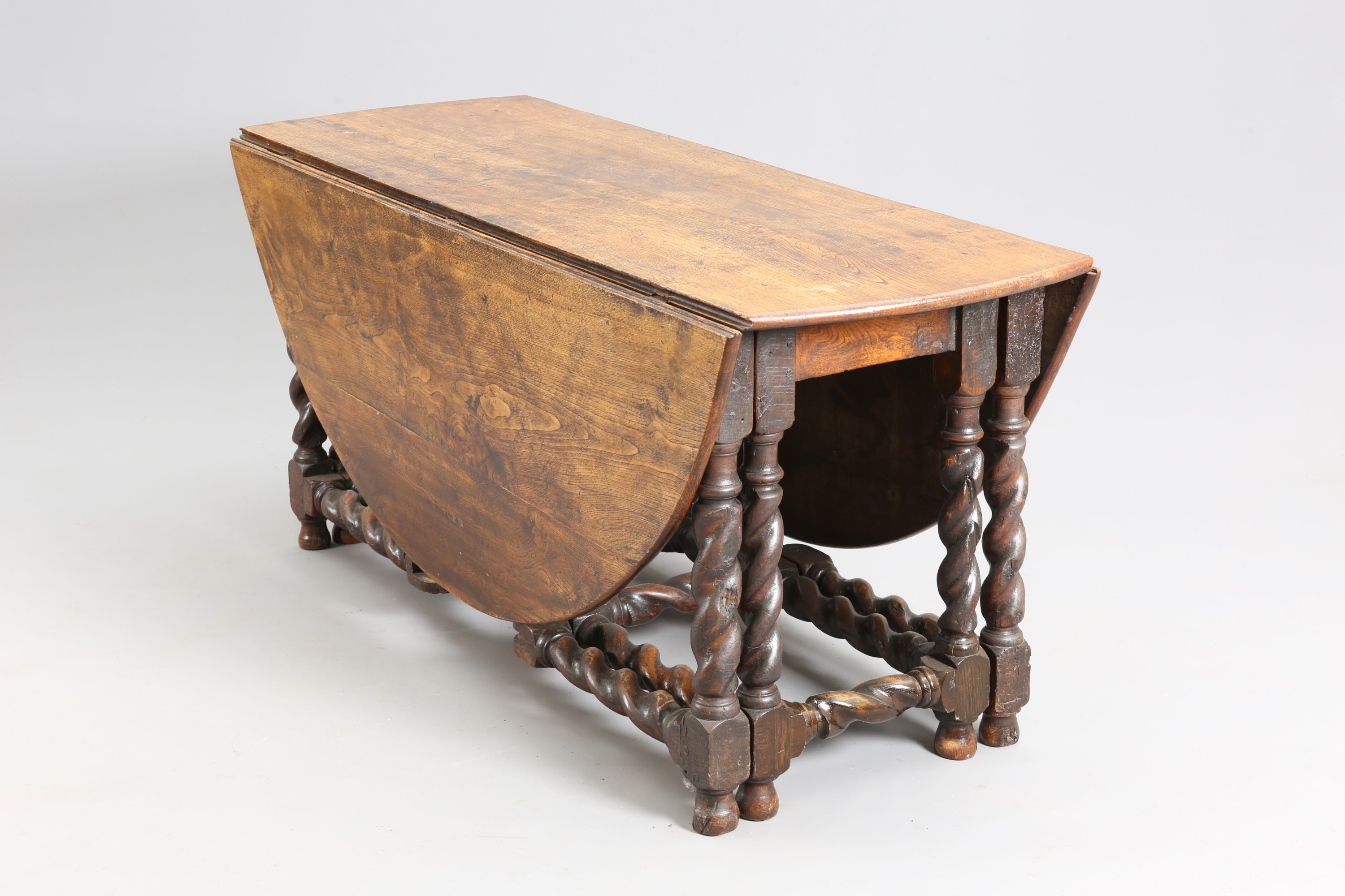 A LARGE CHARLES II JOINED OAK GATELEG DINING TABLE, CIRCA 1680 AND LATER - Image 2 of 2