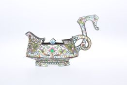 A RUSSIAN SILVER AND ENAMEL KOVSH