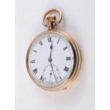 A 9 CARAT GOLD OPEN FACE POCKET WATCH