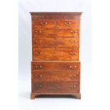 A HANDSOME GEORGE III MAHOGANY SECRETAIRE CHEST ON CHEST