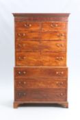 A HANDSOME GEORGE III MAHOGANY SECRETAIRE CHEST ON CHEST