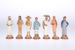 A SMALL COLLECTION OF INDIAN PAINTED CLAY FIGURES, EARLY 20th CENTURY