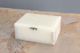 AN ART DECO ONYX, SILVER-GILT AND AGATE JEWEL BOX