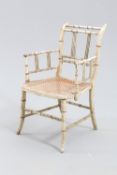 A REGENCY PAINTED FAUX BAMBOO CHILD'S CHAIR