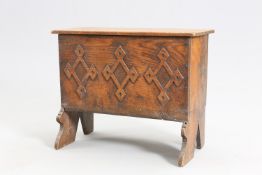 A SMALL BOARDED OAK CHEST
